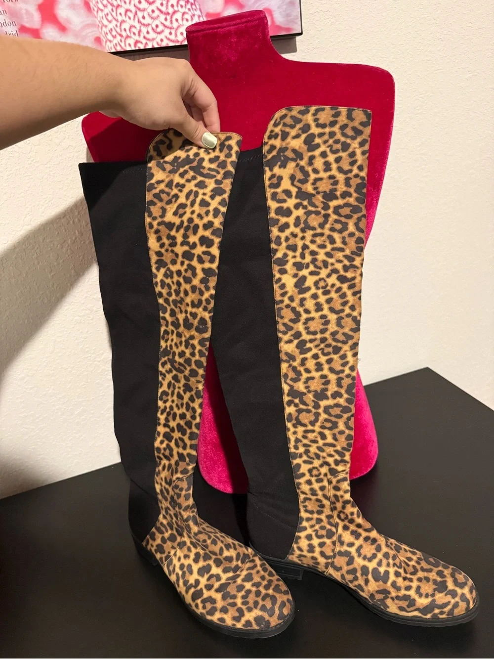 Unisa Leopard & Black Over-the-Knee Boots